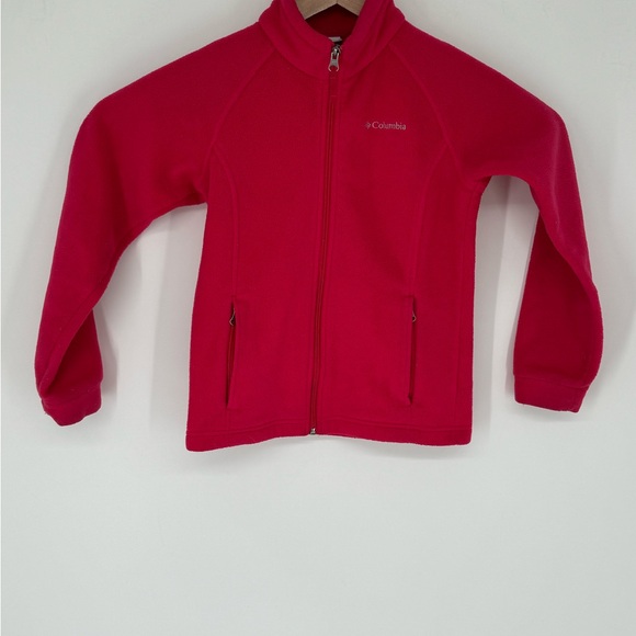Columbia Girl’s Youth Pink Fleece Full Zip Jacket Sz Med (10/12) Q5 - Picture 2 of 5